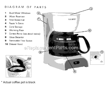 Page A Diagram and Parts List for DRX5  Mr Coffee Coffee Maker
